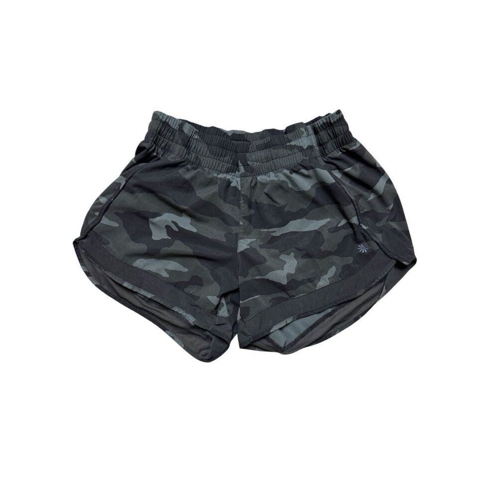 Athleta Womens Camo Running Shorts Size Small Lined Stretch 4” Inseam
